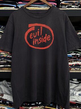 Rare Evil Inside Parody Washed Black Tee 294